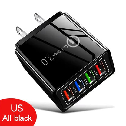 ⚡️The Secret to Faster Phone Performance📱Four-Port Travel Charger for Extended Phone Battery Life